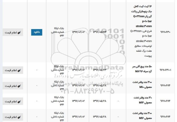 استعلام, استعلام 16 کیت کامل جک پنوماتیکی و ...
