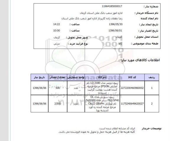 استعلام ، استعلام ریبون پرینتر ....