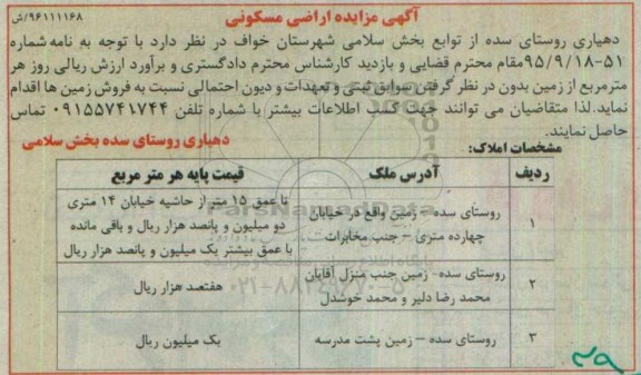 مزایده,مزایده اراضی مسکونی