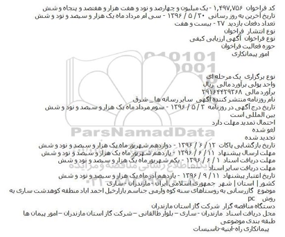 فراخوان ارزیابی کیفی گازرسانی به روستاهای