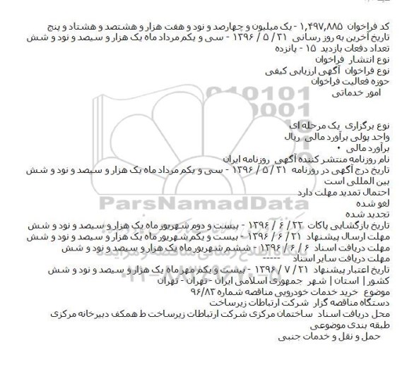 مناقصه خرید خدمات خودرویی