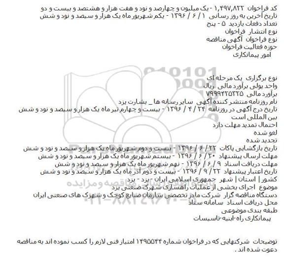 مناقصه , مناقصه اجرای بخشی از عملیات راهسازی شهرک 