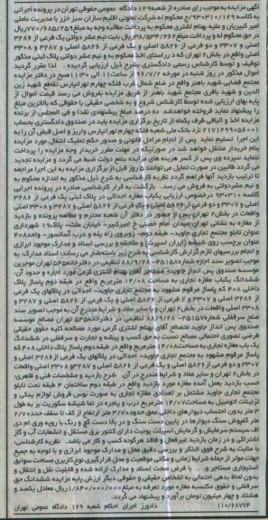 مزایده,مزایده ششدانگ مغازه تجاری به مساحت 14.08متر
