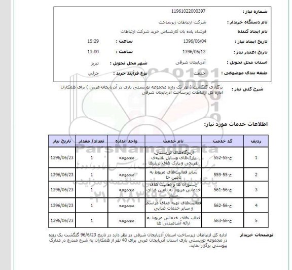 استعلام برگزاری گلگشت ( تور یک روزه مجموعه توریستی باری در آذربایجان غربی ) ...