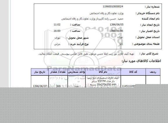 استعلام ,استعلام تهیه کیف اداری دور زیپ