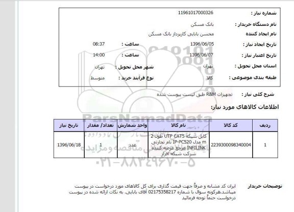 استعلام کابل شبکه utp cat5