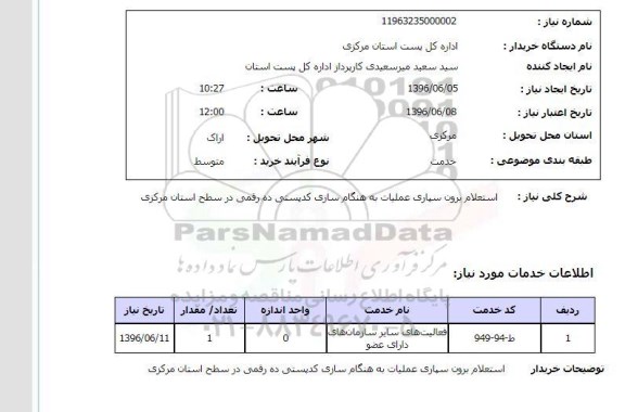 استعلام  برون سپاری عملیات به هنگام سازی 