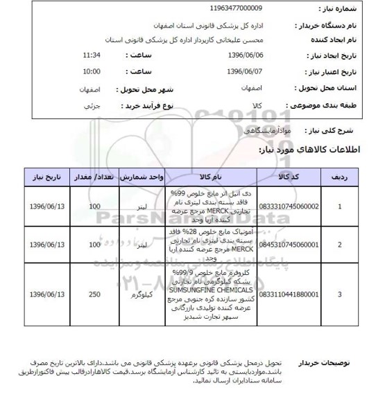 استعلام مواد آزمایشگاهی 