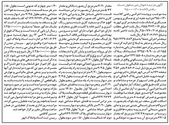 مزایده,مزایده آپارتمان مسکونی مساحت 117.48متر 