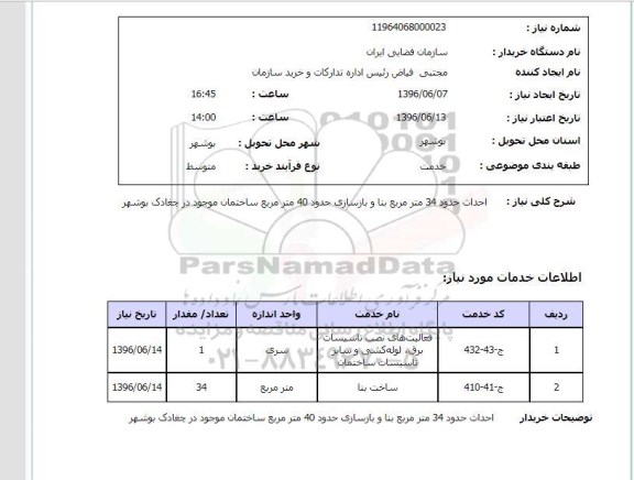 استعلام, استعلام احداث حدود 34 متر مربع بنا و بازسازی ...