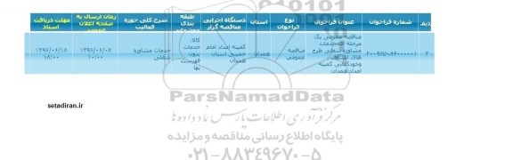 مناقصه عمومی یک مرحله ای خدمات مشاوره شغلی طرح های اشتغال و خودکفایی کمیته امداد همدان