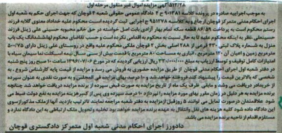 مزایده,مزایده ششدانگ منزل با قدمت بیش از سی سال
