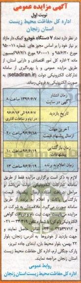 مزایده تعداد 7 دستگاه خودرو کمک دار