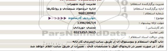 استعلام, استعلام  چهارردیف گاز مخلوط  