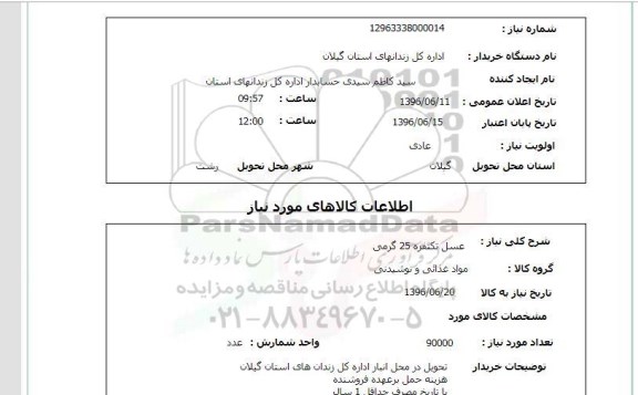 استعلام عسل تکنفره 25 گرمی 