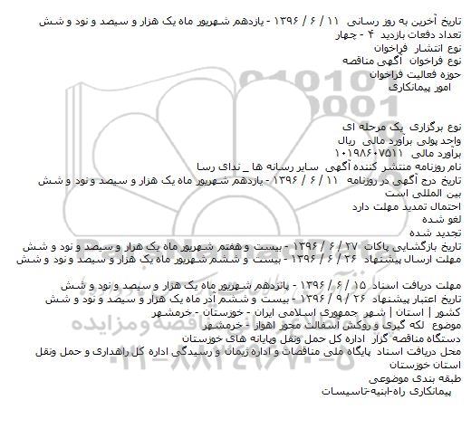 مناقصه لکه گیری و روکش آسفالت محور اهواز - خرمشهر    