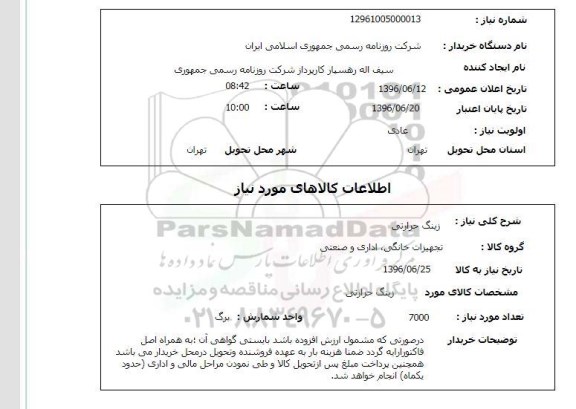 استعلام زینک حرارتی 