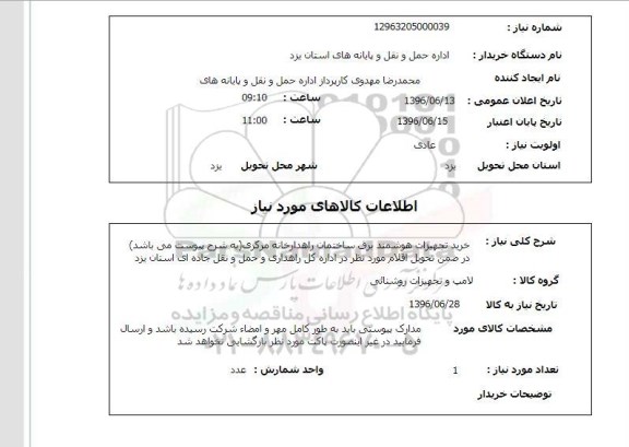 استعلام خرید تجهیزات هوشمند برق