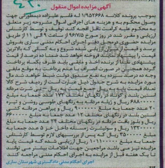آگهی مزایده ,مزایده تی شرت مردانه