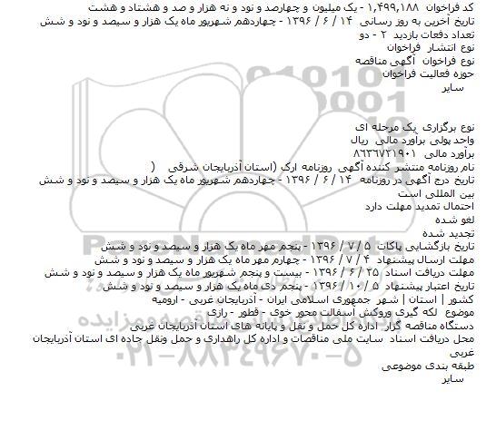 فراخوان لکه گیری وروکش آسفالت محور