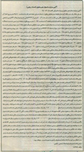 مزایده ششدانگ آپارتمان قطعه دوم تفکیکی