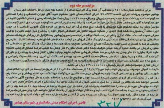 مزایده ملک تجاری مساحت 12.3مترمربع