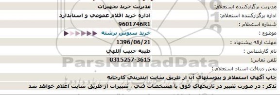 استعلام، استعلام خرید سبوس برشته