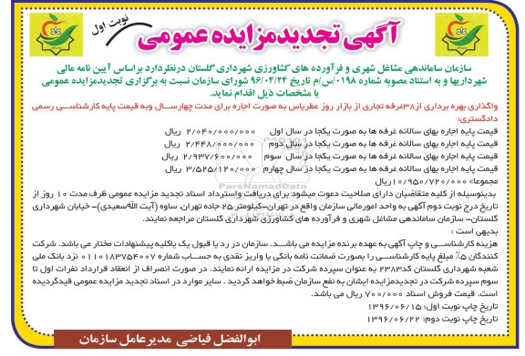 آگهی مزایده عمومی ، تجدید مزایده واگذاری بهره برداری از 38 غرفه تجاری