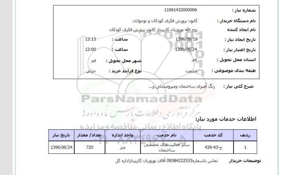 استعلام رنگ آمیزی ساختمان و میز و صندلی 