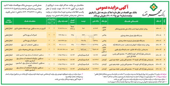 مزایده فروش املاک شماره دو