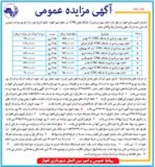 آگهی مزایده عمومی, مزایده اجازه بهره برداری از جایگاههای CNG - نوبت دوم 96.06.19