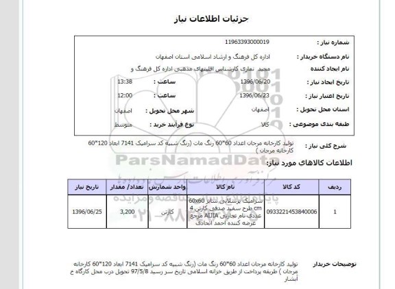 استعلام ,استعلام تولید کارخانه مرجان ...