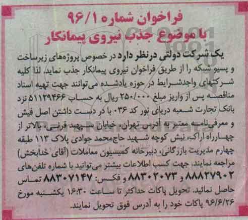 فراخوان ، فراخوان جذب نیروی پیمانکار 