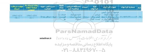 فراخوان,فراخوان ارزیابی کیفی جهت لیست کوتاه برای پروژه های تا مبلغ 20000 میلیون ریال 