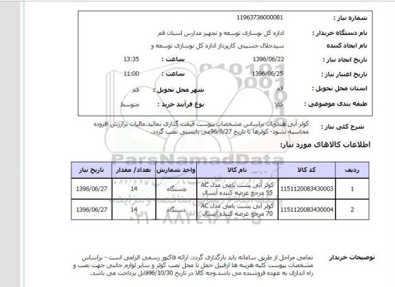 استعلام, استعلام کولر آبی