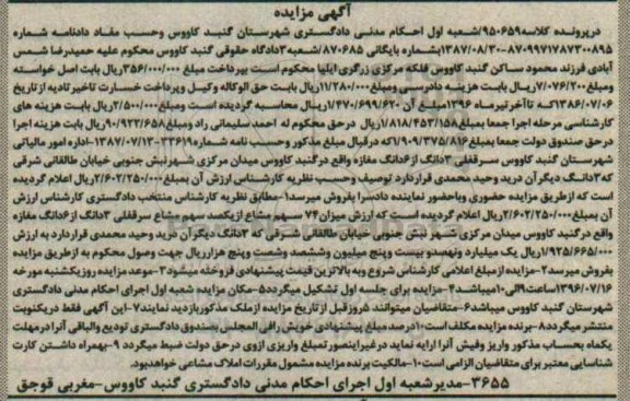 مزایده,مزایده سرقفلی سه دانگ از ششدانگ مغازه