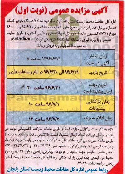 مزایده تعداد 7 دستگاه خودرو کمک دار