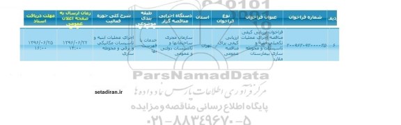 فراخوان ارزیابی کیفی مناقصه اجرای عملیات تکمیلی ابنیه و تاسیسات و محوطه سازی بیمارستان ملارد