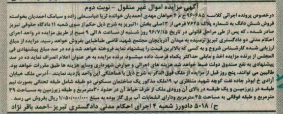 مزایده,مزایده ملک ساختمان مسکونی دو طبقه