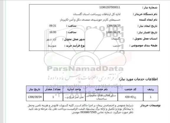 استعلام استعلام سایر فعالیت های تخصصی ساختمان