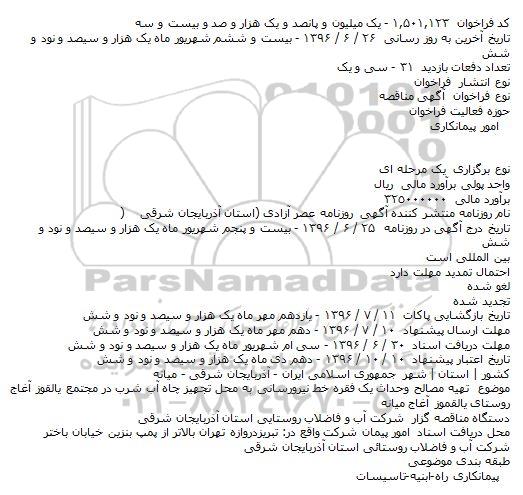 مناقصه تهیه مصالح وحداث یک فقره خط نیرورسانی