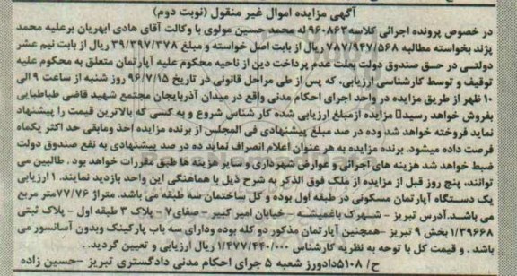 مزایده,مزایده آپارتمان مسکونی مساحت 77.76متر