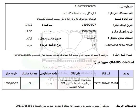 استعلام، استعلام دزدگیر (به همراه تجهیزات و نصب) 