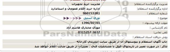 استعلام,استعلام توری استیل 