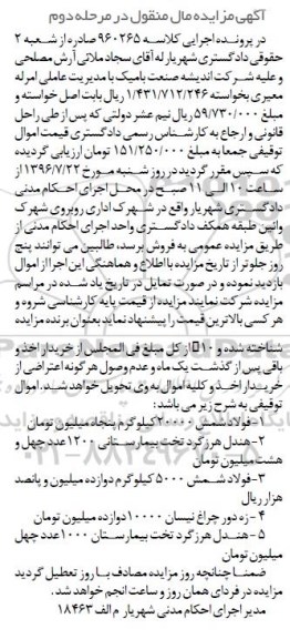 مزایده,مزایده فولاد شمش ... مرحله دوم