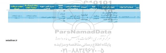 مناقصه ،مناقصه عمومی یک مرحله ای نگهبانی و نگهداری فضای اداری