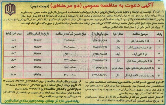 آگهی مناقصه عمومی,مناقصه فاز 2 بخشداری ارداق - نوبت دوم