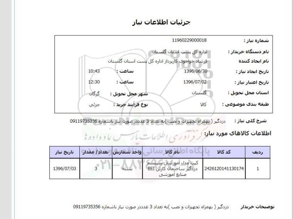 استعلام، استعلام دزدگیر (به همراه تجهیزات و نصب) 