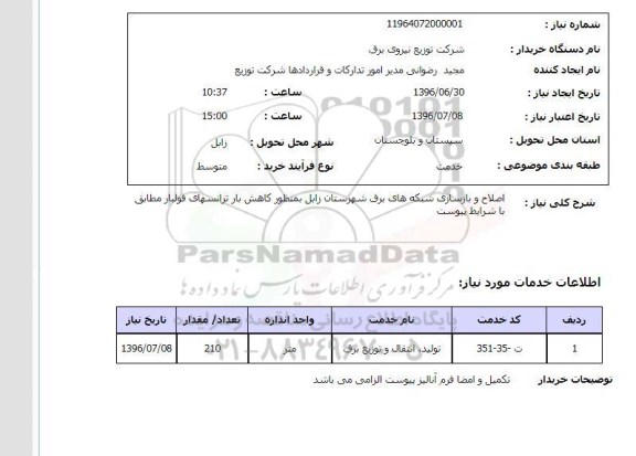 استعلام,استعلام اصلاح و بازسازی شبکه های برق 