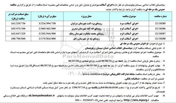 آگهی مناقصه عمومی , مناقصه اجرای آسفالت سرد 